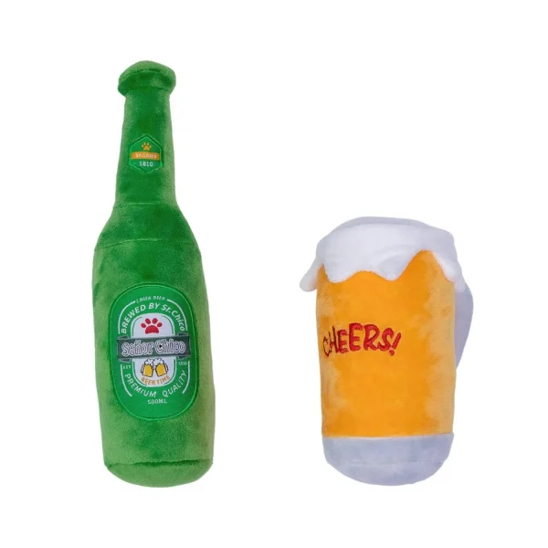 Beer Plush Dog Toy Gift Set