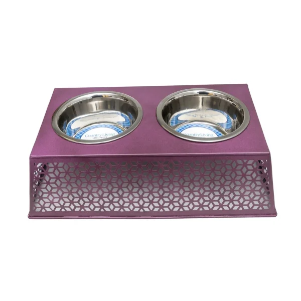 Plum Wine Elevated Dog Feeder with 2 Stainless Steel Bowls