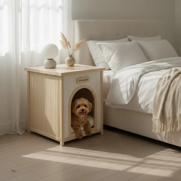 White Medium Wooden Dog House