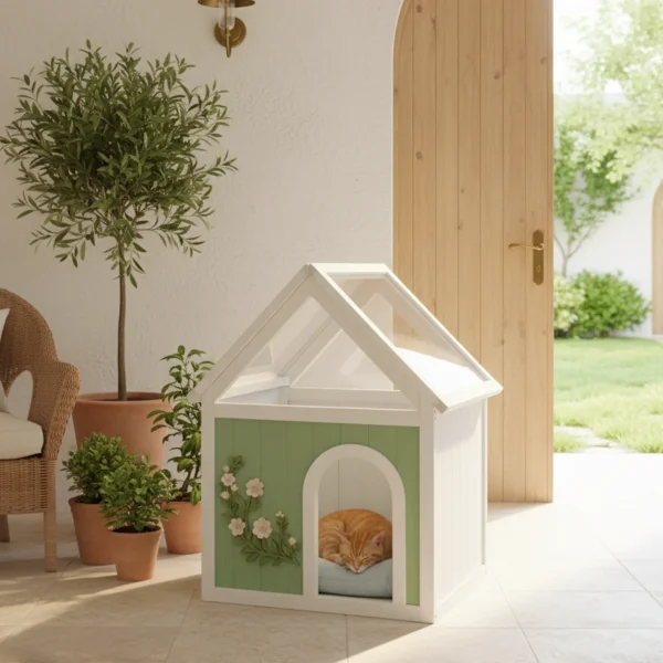 White Wooden Cat House