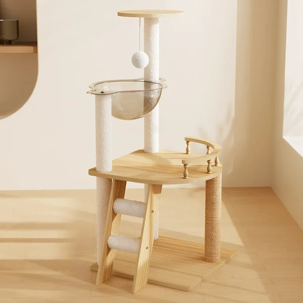 Modern Wood Cat Tree Tower
