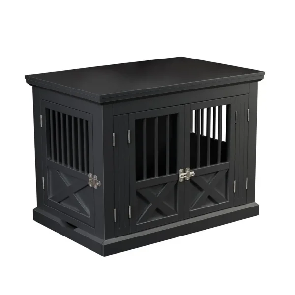 Medium Triple Door Dog Crate, Black