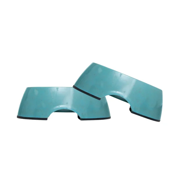 Set of 2 Teal Blue Natural Fiber Dog Bowls