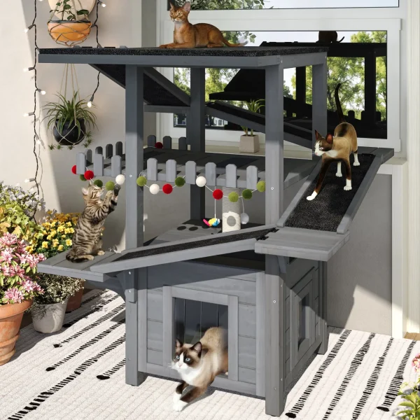 Wooden Outdoor Cat House